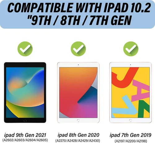 Miniatura 2 de Compatible con iPad de 10.2 pulgadas, Funda de 9ª/8ª/7ª Generación (2021/2020/2019) con Soporte para Lápiz/Parte Trasera de TPU Suave con Función