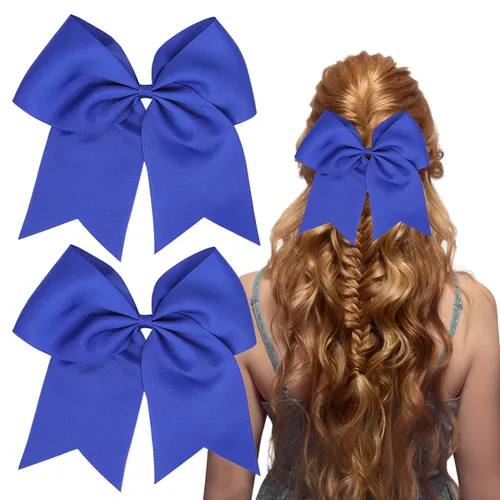 Totelux Lazos para el cabello de 8 pies, paquete de 2 lazos azules para animar, bandas de goma para el cabello, para coleta, lazo para mujeres,
