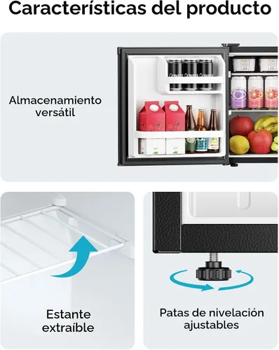 Miniatura 7 de EUHOMY Mini refrigerador de 1.7 pies cúbicos, refrigerador compacto reversible de una sola puerta, termostato ajustable, ahorro de energía, mini
