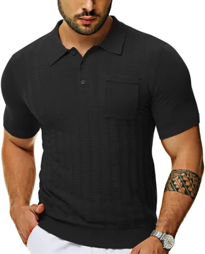 Moda Viva Polo de punto para hombre, camisa de manga corta vintage de verano