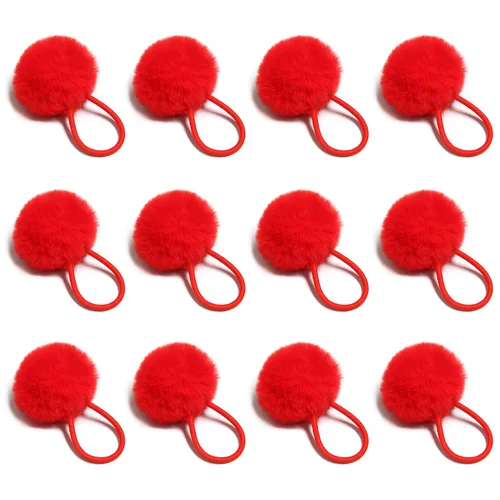 Miniatura 8 de SUSULU Bandas elásticas de pelo sintético de conejo con pompón para mujer, banda de goma con soporte de cola de caballo de 2.0 in, accesorios 6