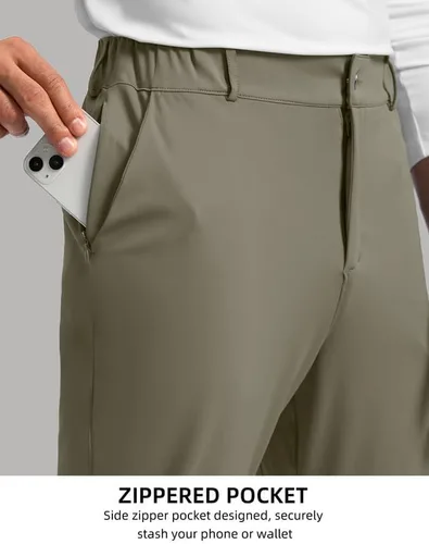 Miniatura 4 de Soothfeel Pantalones de golf para hombre con 5 bolsillos, ajustados, elásticos, casuales, de viaje, pantalones de trabajo para hombre