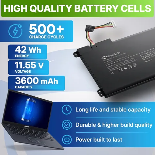Miniatura 5 de NinjaBatt C31N1912 B31N1912 Asus Batería para VivoBook 14 E410 E410MA E410KA E410MANS, VivoBook 15 R522MA, VivoBook E510 E510MA E510KA, L410MA