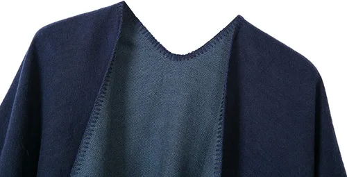Miniatura 3 de Chal de punto para mujer, a cuadros, con parte delantera abierta, tipo poncho, tipo capa envolvente