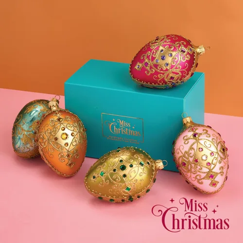 Miniatura 5 de Miss Christmas Palace Collection 2025 - Adorno para árbol de Navidad de cristal soplado de 5 pulgadas, color rosa y dorado (rosa barroco)