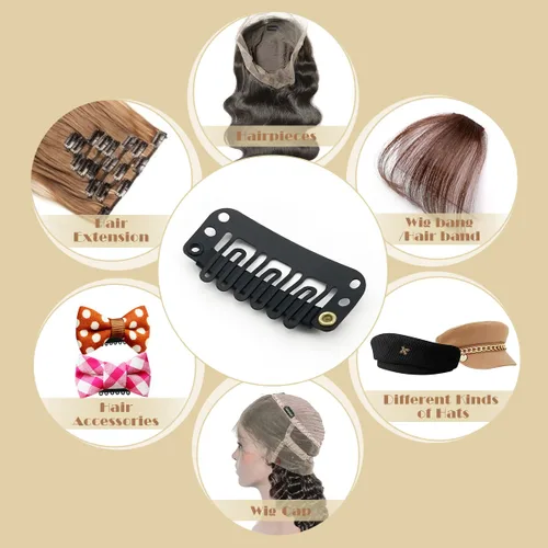 Miniatura 26 de Dreamlover - Clips para extensiones de cabello, clips para peluca con 9 dientes, 30 piezas Beige