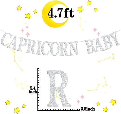 Miniatura 2 de Cartel de cumpleaños de Capricornio para bebé, letrero de banderín de temporada de Capricornio del zodiaco, horóscopo/astrología, suministros