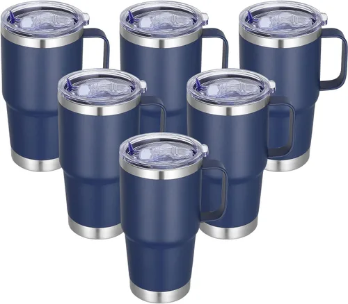 Miniatura 23 de Vaso térmico de acero inoxidable de 20 oz con asa, envase a granel, vasos termales metálicos aislados, taza de café de viaje con asa, vaso de doble