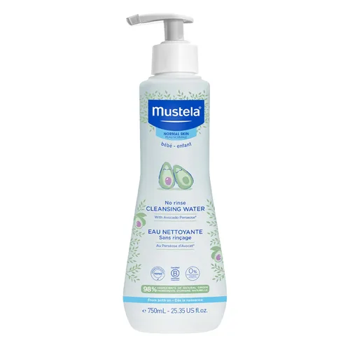 Mustela Agua limpiadora para bebés, agua micelar sin enjuague, con aguacate natural y aloe vera, para cara, cuerpo y pañal del bebé, paquete de 1 o