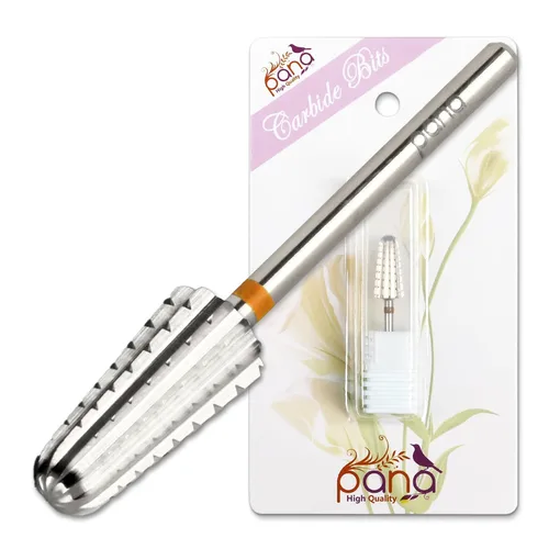 Miniatura 16 de PANA - Broca volcanita de carburo para uñas, de dos vías para zurdos y diestros – Rápida extracción del acrílico o gel duro – vástago de 3/32
