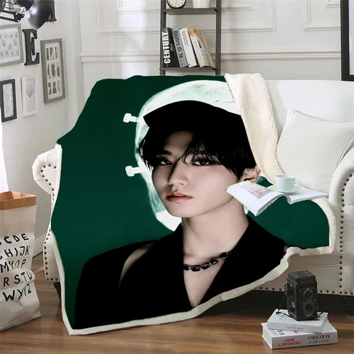 Miniatura 9 de YJYP Manta de Franela Felix Hyunjin Manta para Sofá o Sillón Alfombra Decorativa para el Hogar
