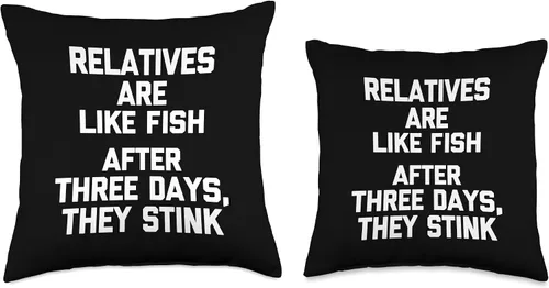 Miniatura 3 de Funny Family Gifts & Funny Family Designs Relatives are Like Fish (After Three Days, They Stink) Divertida almohada, 16 x 16 pulgadas, multicolor