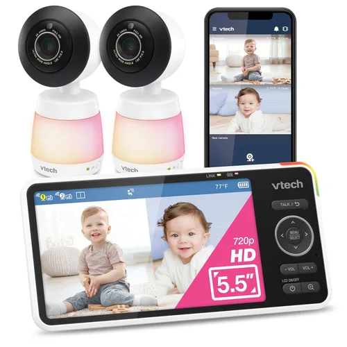 Miniatura 15 de VTech Smart WiFi Baby Monitor - Ve a tu bebé en casa o desde cualquier lugar, cámara 2K, pantalla de 5.5 pulgadas, zoom 24X, gran angular, visión