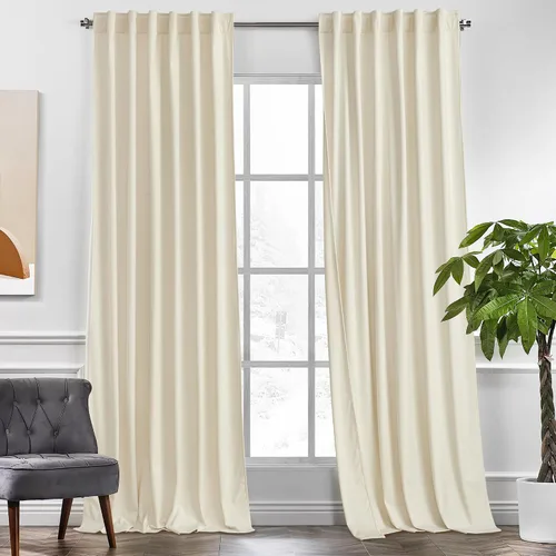 Miniatura 19 de KGORGE Cortinas de terciopelo verde cazador con pliegues pinzados de 84 pulgadas, con aislamiento térmico para oscurecer habitaciones, con anillas