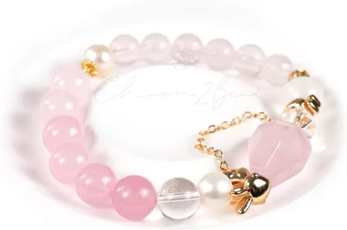 Miniatura 223 de Precious Gemstone Natural Crystal Healing Bracelet, Rutilated Quartz, Moonstone, Quartz Handmade Original Design Bracelet