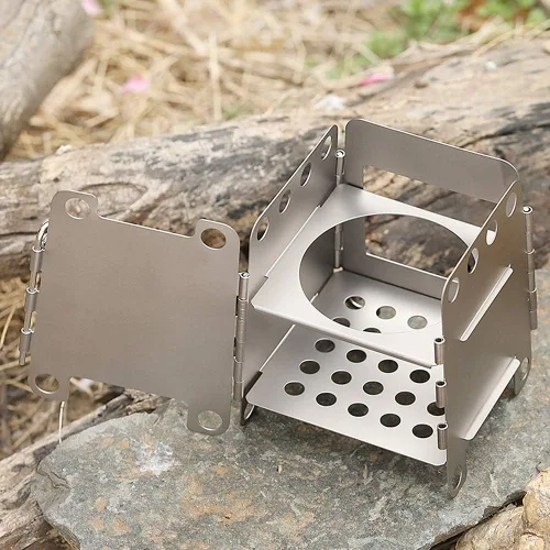 Miniatura 8 de LIXADA Estufa de camping, estufa de leña plegable de titanio, quemador de alcohol, estufa de bolsillo, portátil, ligera