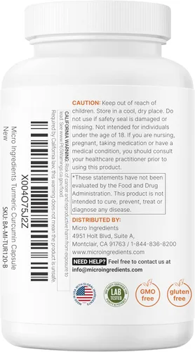 Miniatura 9 de Suplemento de Cúrcuma Curcumina Pura 1,000mg 95% Curcuminoides 120 Cápsulas Vegetarianas con Propóleo de Abeja, Jengibre, Aceite MCT, Vitamina C