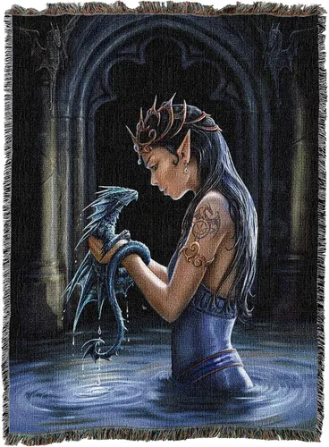 Miniatura 19 de Pure Country Weavers Anne Stokes - Manta de belleza de dragón de la colección Age of Dragons – Manta de fantasía para regalo tejida de algodón