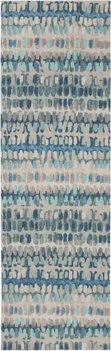 Miniatura 20 de Dash & Albert - Alfombra de lana con diseño de virutas de pintura - 4' x 6', azul. Alfombra de acento micro enganchado a mano, duradera, para áreas