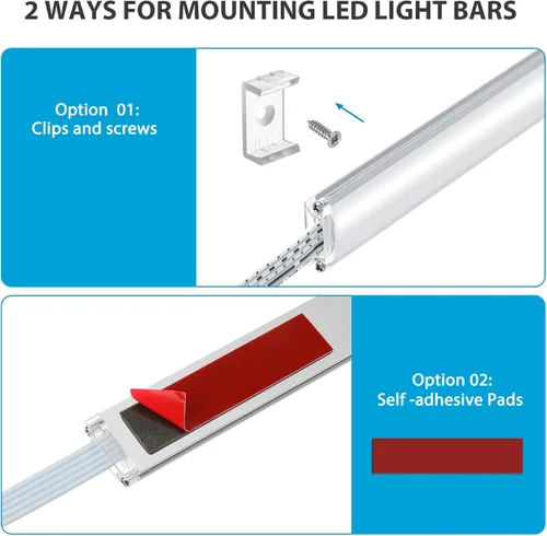 Miniatura 9 de Luz LED para debajo del gabinete de cocina. RGBW. Cambio de color y luz blanca fría superbrillante. Control remoto con atenuación. 6 barras de luz