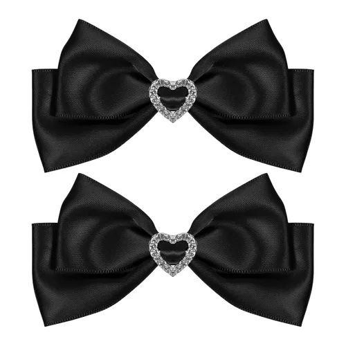 Miniatura 8 de Pinzas de lazo de satén rojo, horquillas escolares de Navidad de San Valentín con diamantes de imitación de corazón, accesorios para el cabello
