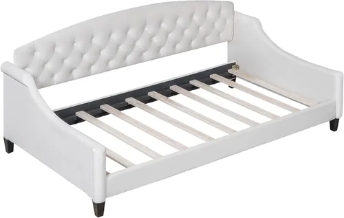 Miniatura 5 de Merax - Sofá cama de tamaño doble moderno de lujo con botones capitoné, marco de sofá cama de tamaño doble tapizado, sofá cama para dormitorio, sala