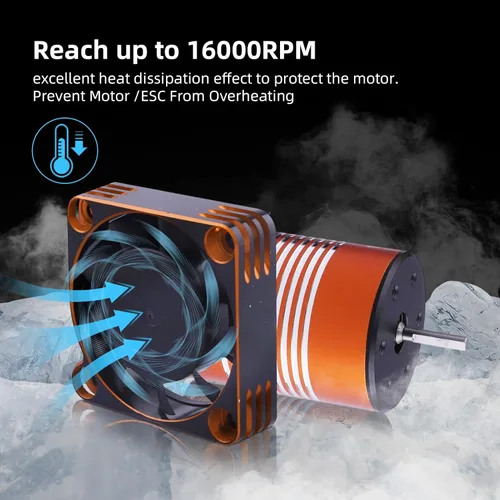 Miniatura 3 de Ventilador de enfriamiento del motor de coche RC Disipador de calor 16000RPM Ventilador de enfriamiento ESC sin escobillas 1.575x1.575 in para coche