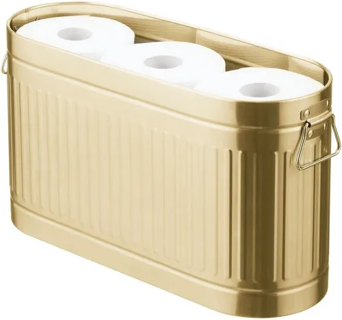 Miniatura 8 de mDesign Organizador grande de papel higiénico de acero, contenedor de almacenamiento de 6 rollos para suelo de baño, se adapta debajo del fregadero