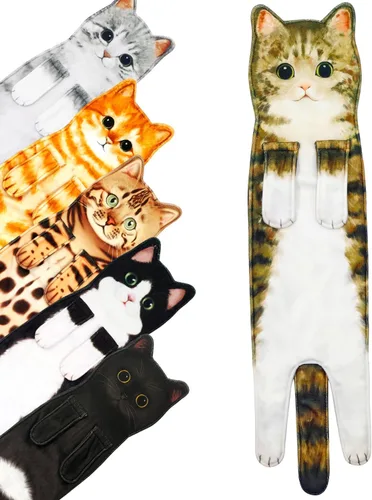 Miniatura 15 de PAT JUUMG - Toallas graciosas de mano con forma de gato para decoración de baño y cocina, toallas decorativas colgantes para la cara, súper