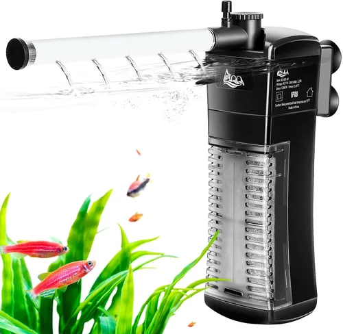 AQQA Filtro interno para acuario, filtro de energía sumergible en el tanque con flujo de agua ajustable, filtro de esponja ultra silencioso para