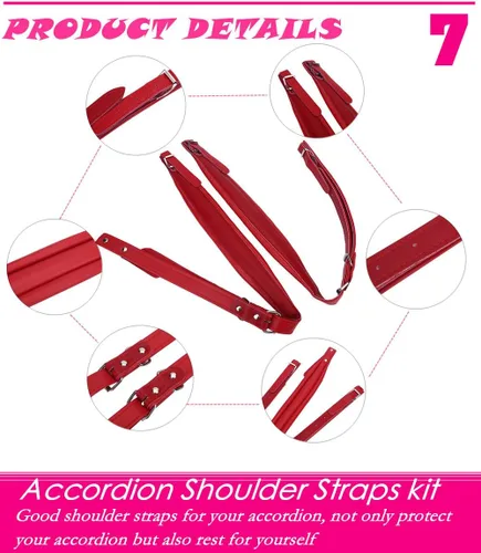 Miniatura 7 de Vbestlife Adult Accordion Straps, Adjustable Pu Leather Accordion Shoulder Straps Set Comfortable Accordion Belt (Black) Accordion Extra Large