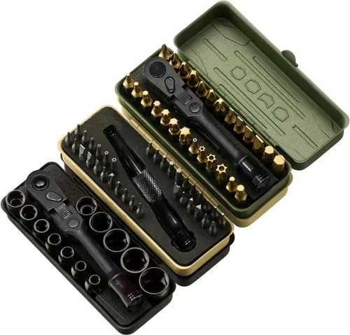 Miniatura 9 de KESI - Juego de zócalos de herramienta de 13 piezas, trinquete de liberación rápida de 1/4" Dr, SAE/Métrica, diseño de cabeza de bloqueo flexible