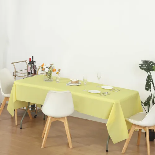 Miniatura 4 de Evershine Paquete de 12 manteles de plástico resistente (reutilizable) (rectángulo de 54 x 108 pulgadas, amarillo)