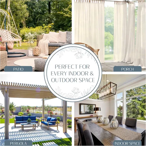 Miniatura 3 de Elrene Home Fashions Darien - Panel de cortina transparente para interiores y exteriores, resistente a la intemperie, con lengüetas, para porche