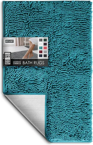 Miniatura 106 de Hearth & Harbor Alfombras de baño, tapete de baño de chenilla - Alfombras de baño lavables a máquina para baño con respaldo antideslizante de goma