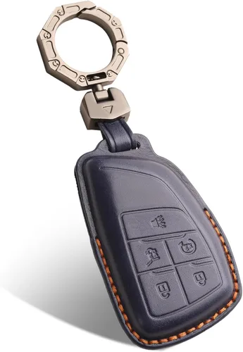 Miniatura 13 de QBUC Funda para llavero de cuero genuino Chevy, funda inteligente para llavero compatible con Chevy 2025 2024-2021 Tahoe Suburban GMC Yukon GM