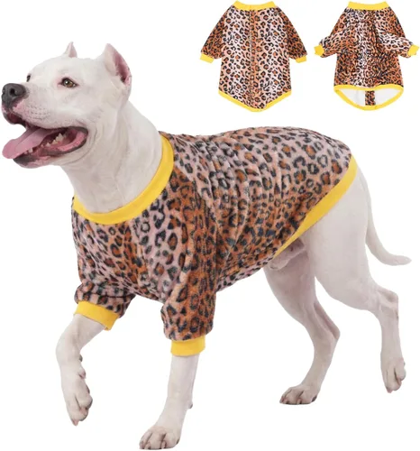 Miniatura 18 de LovinPet Chaqueta para mastín, ropa de invierno ligera de franela mejorada, tela agradable a la piel, ropa fina con estampado de leopardo rosa