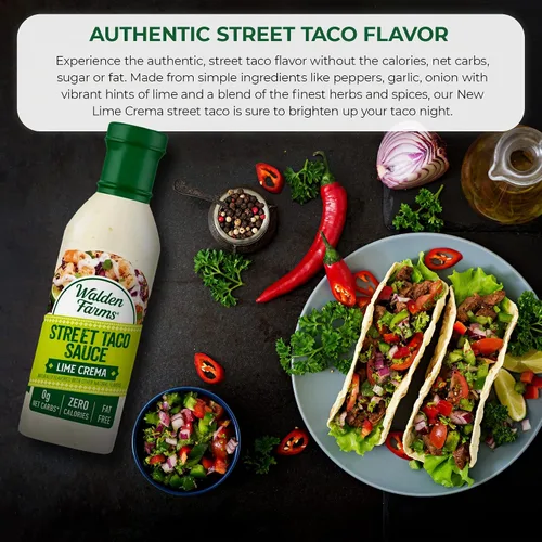 Miniatura 5 de Walden Farms Street Taco Sauce Lime Cream - Sin calorías, sin gluten, baja en carbohidratos, apta para dieta cetogénica, sin azúcar, sabor a crema