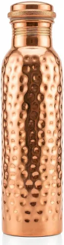 Botella de agua de cobre puro de 34 onzas, recipiente ayurvédico auténtico para apoyo inmunológico y bienestar, ecológica, sin BPA, 100% cobre de