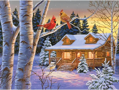 Miniatura 2 de Bits and Pieces Rompecabezas de 500 piezas para adultos - Retiro rústico - Rompecabezas de escena de invierno nevado por el artista William
