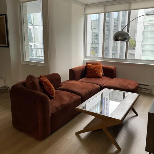 Miniatura 7 de Acanva - Sofá de terciopelo de lujo moderno con respaldo curvo estrecho, sofá cómodo de estilo minimalista para sala de estar y apartamento