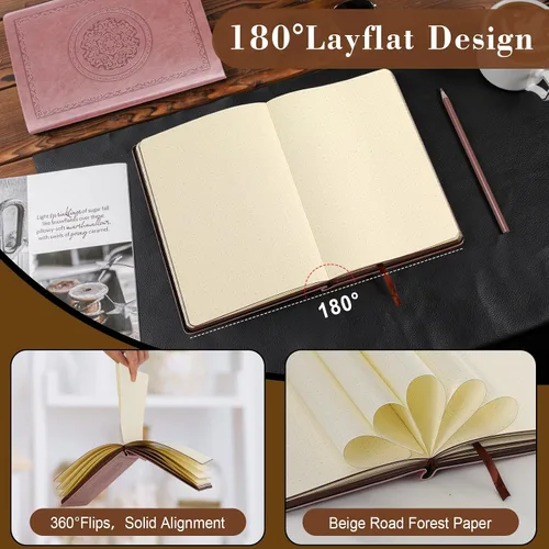 Miniatura 4 de Fetinar Cuaderno de Diario de Cuero Punteado de 300 Páginas, Cuaderno de Diario de Cuero de Tapa Blanda Punteado para Mujeres y Hombres, Cuaderno