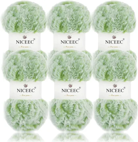 Miniatura 13 de NICEEC Hilo de Pelo Sintético Super Suave, Grueso y Esponjoso, Hilo de Pestañas para Crochet y Tejido (Longitud Total 192m/9.1kg) - Otoño/300g