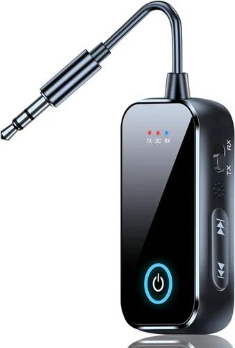 Receptor transmisor Bluetooth 5.4 2 en 1/Mini adaptador de audio inalámbrico portátil para TV/avión/gimnasio a auriculares inalámbricos de baja
