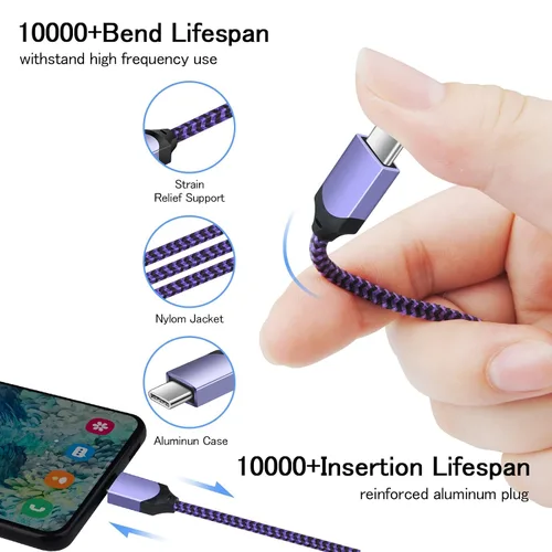 Miniatura 2 de Cable de carga USB C Pixel 7, cable de carga rápida de 6 pies, Android tipo C, paquete de 2 unidades para Google Pixel 10 9 Pro XL 8a 8 Pro 7a 7 Pro