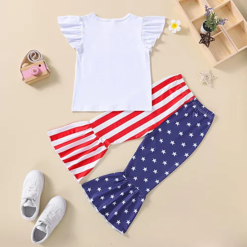 Miniatura 135 de Conjunto de sudadera con cuello redondo y estampado de pastel de calabaza para niña, camiseta y pantalones acampanados