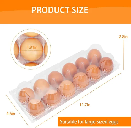 Miniatura 2 de Paquete de 60 cartones de huevos de plástico a granel, una docena de cartones de huevos vacíos transparentes para huevos de gallina, soportes