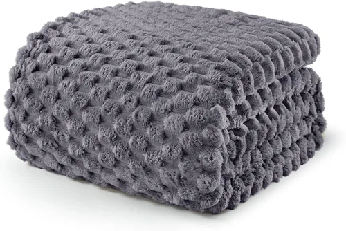 Miniatura 13 de Exclusivo Mezcla - Manta de vellón extragrande, 50 x 70 pulgadas, elegante, tela jacquard suave, mullida, acogedora y ligera, para invierno