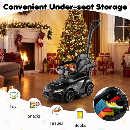 Miniatura 5 de Costzon Coche de empuje para niños pequeños, 3 en 1 Cochecito deslizante para caminar con licencia de Toyota con mango, música, barandilla