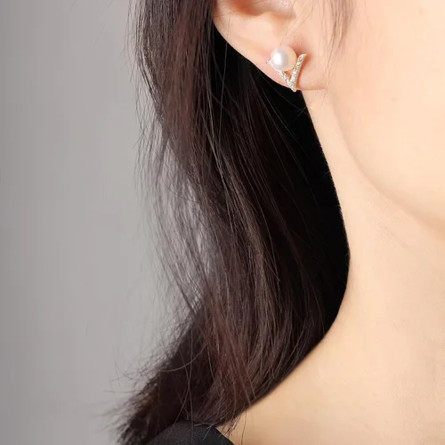 Miniatura 20 de Aretes de perlas para mujer, perlas redondas blancas, aretes de oro envueltos de alambre, joyería hecha a mano para mamá, amante y ella